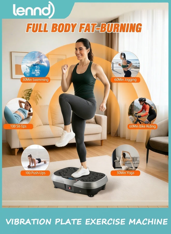 لينند آلة تمارين لوحة الاهتزاز ، 6 أوضاع التمرين ومنصة الاهتزاز 120 مستوى لفقدان الوزن / الصرف الليمفاوي ، 400 رطل قدرة مجلس الاهتزاز مع فرق المقاومة لتمرين الجسم الكامل - Image 2